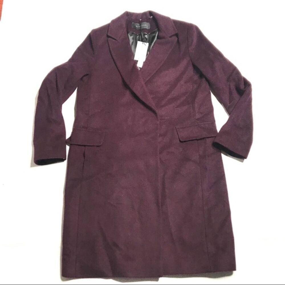 Elie Tahari Wine Wool Blend Notched Collar coat